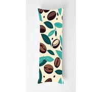 Coffee Bean Body Pillow Case Cover 60x180cm, Long Backrest Cushion Pillow Protector with Zipper, Decorative Bedding Pillowcase, Soft Body Pillow Cover for Couch Bedroom Leaves