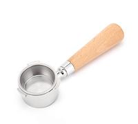 Coffee Bottomless Portafilter, Stainless Steel Filter Holder Basket Replacement Tool Coffee Machine Accessory for Home or Office (54mm beech)