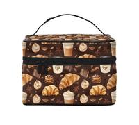 Coffee Bread 1 bolsa de maquillaje impresa, bolsas de aseo para mujeres, bolsa organizadora de maquillaje de viaje grande