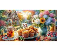 Coffee_Cake_and-Art-Supplies-on-a-Colorful-Table 1000 Piezas Puzzle Familiar Papel Reciclado Desafiante y Divertido para Adultos Decoración Mural 38x52/1000pcs