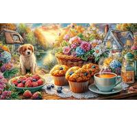 Coffee_Cake_and-Art-Supplies-on-a-Colorful-Table Puzzle Adultos 1000 Piezas Papel Reciclado Juego Familiar Desafiante para decoración Mural y Regalos 38x26/1000pcs