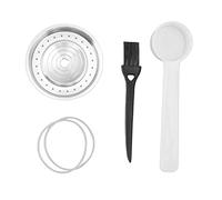 Coffee Capsule Lid 304 Stainless Steel, Reusable Coffee Capsule Cover, Proof Seal Cover with Brush and Spoon, Precise Design for Machines, Refillable Coffee