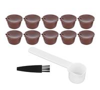 Coffee Capsules Reusable Refillable Coffee Cup Filter Kit Fit for DOLCE GUSTO Machine (10 tazas + 1 cuchara + 1 cepillo)
