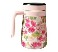 Coffee Carafe - 550ml Floral Insulated Tea Pot | Stainless Steel Vacuum Hot Water Pitcher With Removable Infuser | Temperature Display Thermal Coffee Tea Server