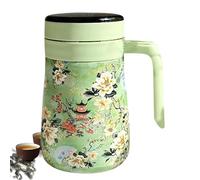 Coffee Carafe - 550ml Floral Insulated Tea Pot | Stainless Steel Vacuum Hot Water Pitcher With Removable Infuser | Temperature Display Thermal Coffee Tea Server