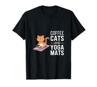 Coffee Cats And Yoga Mats Meditación de relajación |--- Camiseta
