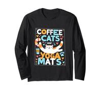 Coffee Cats And Yoga Mats Meditación de relajación |------ Manga Larga