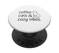 Coffee Cats Cozy Vibes - Cat Cozy Home Café Placer Relax PopSockets PopGrip Adhesivo