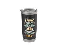 Coffee Chaos And Jane - Nombre personalizado divertido de Jane Vaso térmico de acero inoxidable de doble pared