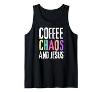 Coffee Chaos And Jesus Christ Christian Religious Love Faith Camiseta sin Mangas
