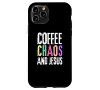 Coffee Chaos And Jesus Christ Christian Religious Love Faith Carcasa para iPhone 11 Pro