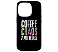 Coffee Chaos And Jesus Christ Christian Religious Love Faith Carcasa para iPhone 14 Pro