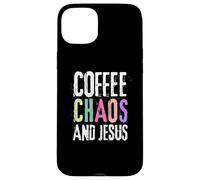 Coffee Chaos And Jesus Christ Christian Religious Love Faith Carcasa para iPhone 15 Plus