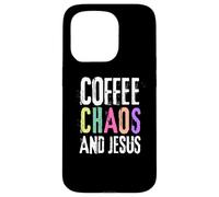 Coffee Chaos And Jesus Christ Christian Religious Love Faith Carcasa para iPhone 15 Pro