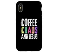 Coffee Chaos And Jesus Christ Christian Religious Love Faith Carcasa para iPhone X/XS