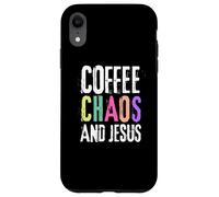 Coffee Chaos And Jesus Christ Christian Religious Love Faith Carcasa para iPhone XR