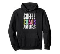 Coffee Chaos And Jesus Christ Christian Religious Love Faith Sudadera con Capucha