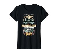 Coffee Chaos and Margaret Funny Personalizado Nombre Margarita Camiseta gráfica económica, Mujer, Negro, M