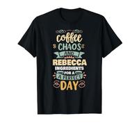 Coffee Chaos and Rebecca Funny Personalizado Nombre Rebecca Camiseta gráfica económica, Hombre, Negro, S