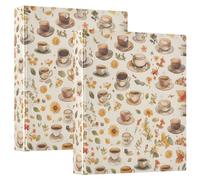 Coffee clásico - Carpeta de cuaderno de 1.5 pulgadas con tapa de bolsillo, 1/2 paquetes de carpeta estética de tapa dura