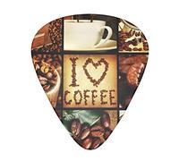 Coffee Collage Púas para guitarra, juego de 12 piezas para guitarra acústica, guitarra eléctrica, contrabajo y ukelele