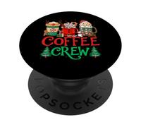Coffee Crew Xmas Holiday Santa Hat Coffee Drinker Christmas PopSockets PopGrip Adhesivo