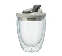 Coffee Cup, Glass Mug, Thermal Insulation Eco Friendly Comfortable Grip Lightweight Build Reusable Lid Compact Shape, Travel Mug for Tea, Juice, Milk, Latte, Dessert