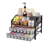Coffee Cup Holder, 3-Tier Pod Container Display Shelf & Stackable Coffee Pod Rack, Space-Saving Organizer for Drawer Counter Countertop Cabinet Desktop Wall Fridge Home Kitchen Bar Cafe Station