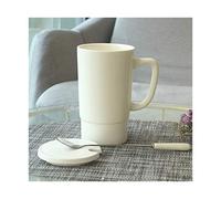 Coffee Cup Mug Large Capacity Ceramic Cup with Lid Spoon Suitable for Office Household Couple Water Cup Dishwasher Safe to Use (black/White) Coffee Mugs (Color : C) (A)