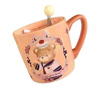 Coffee Cup Para Mujer, Taza Térmica de Viaje, 500 Ml Para Acampar al Aire Libre, Taza de Café de Cerámica Única con Removedor, Técnica de Decoración con Esmalte Temperatura(Orange)