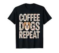 Coffee Dogs Repeat Corgi Dog Lover Coffee Camiseta