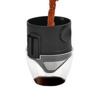 Coffee Filter Cup, Pour Over Coffee Filter Pot, 2.95x2.95x3.74in Reusable Stainless-Steel Cafe Stein, Beverage Glass with Holder, Stainless Steel Decant Strainer