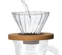 Coffee Filter - Professional Glass Pour Over Dripper | Reusable Filter Cup with Stand, Compact Brewing Tool for Workplace Home Kitchen, Clear Cone for Flavorful Single Serve Coffee
