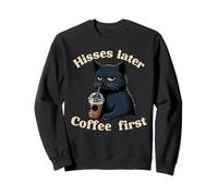 Coffee First Halloween Funny Black Cat Cafeine Lover Sudadera