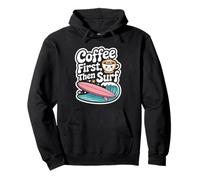 Coffee First Then Surf Cute Kawaii Surfboard Wave Surf Sudadera con Capucha