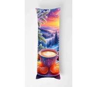 Coffee Fruit Body Pillow Case Cover 70x90cm, Long Backrest Cushion Pillow Protector with Zipper, Decorative Bedding Pillowcase, Soft Body Pillow Cover for Couch Bedroom Scenery