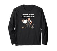 Coffee Fuels Construction Funny Worker Design Manga Larga