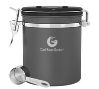 Coffee Gator Recipiente para Café - Recipiente para conservar los aromas del café con cuchara medidora - Contenedor para de Café de CALIDAD PREMIUM - Tamaño mediano, Gris