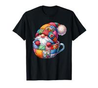 Coffee Gnome In Patchwork Coffee Mug For Funny Gardener Camiseta