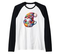 Coffee Gnome In Patchwork Coffee Mug For Funny Gardener Camiseta Manga Raglan