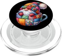 Coffee Gnome In Patchwork Coffee Mug For Funny Gardener PopSockets PopGrip para MagSafe