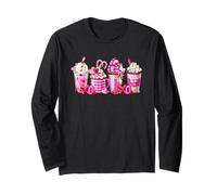 Coffee Graphic with Pink Latte Mug Set Valentines Latte Manga Larga