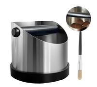Coffee Grounds Knock Box - Caja de acero inoxidable con barra de golpe extraíble y cepillo de café, base antideslizante, contenedor de descarga de espresso, accesorios para cafetera (900 ml)