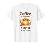 Coffee In My Hand Christ In My Heart Watercolor Christian Camiseta