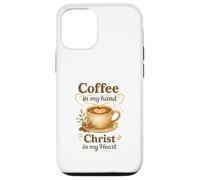 Coffee In My Hand Christ In My Heart Watercolor Christian Carcasa para iPhone 12/12 Pro