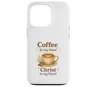 Coffee In My Hand Christ In My Heart Watercolor Christian Carcasa para iPhone 13 Pro