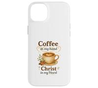 Coffee In My Hand Christ In My Heart Watercolor Christian Carcasa para iPhone 14 Plus