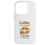 Coffee In My Hand Christ In My Heart Watercolor Christian Carcasa para iPhone 14 Pro