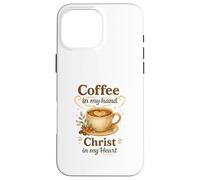 Coffee In My Hand Christ In My Heart Watercolor Christian Carcasa para iPhone 16 Pro MAX