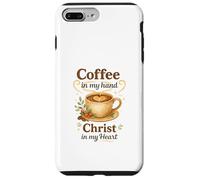 Coffee In My Hand Christ In My Heart Watercolor Christian Carcasa para iPhone 7 Plus/8 Plus